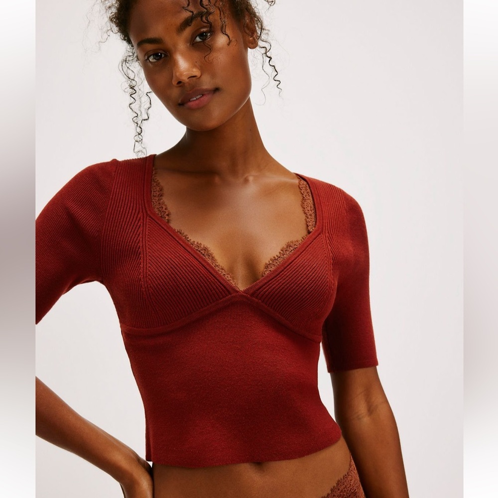Free people Teagan Swit Short sleeve sweater shirts